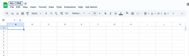 CRM Google sheets setup